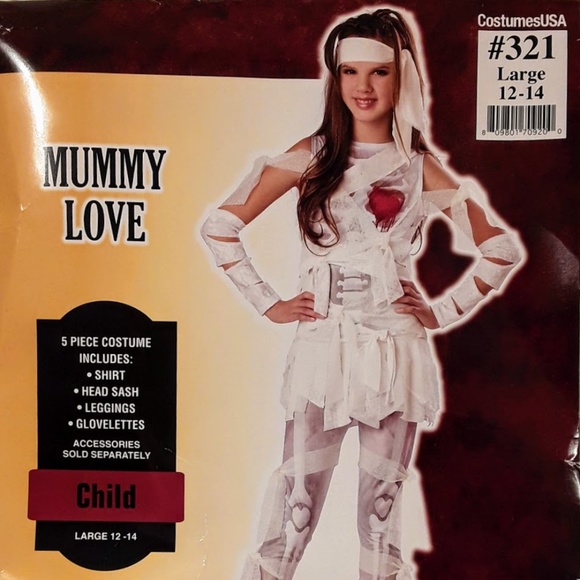 Girls Halloween 5pc Mummy Costume Sz L 1214 Iop